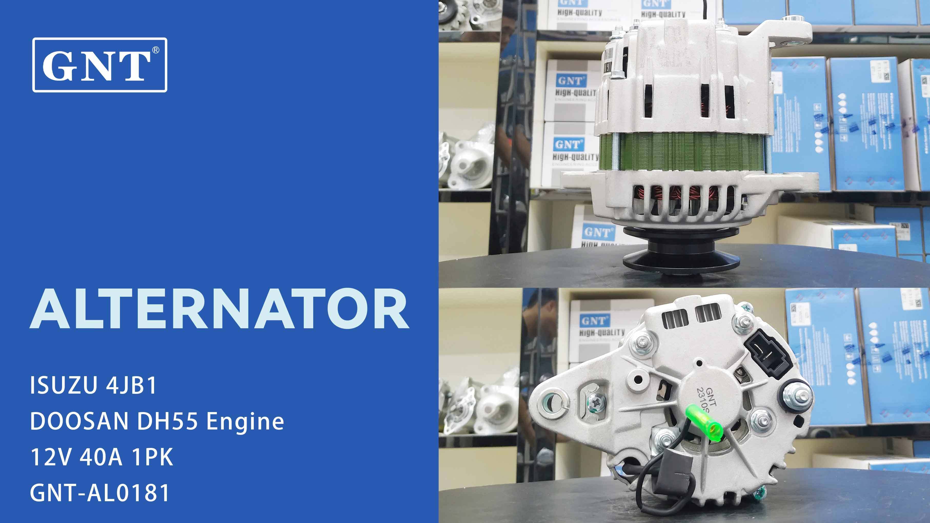 12V 40A Alternator compatible with ISUZU 4JB1 DH55 Engine 71440090 A007TA2283 A7TA2283 2310090077 14863R