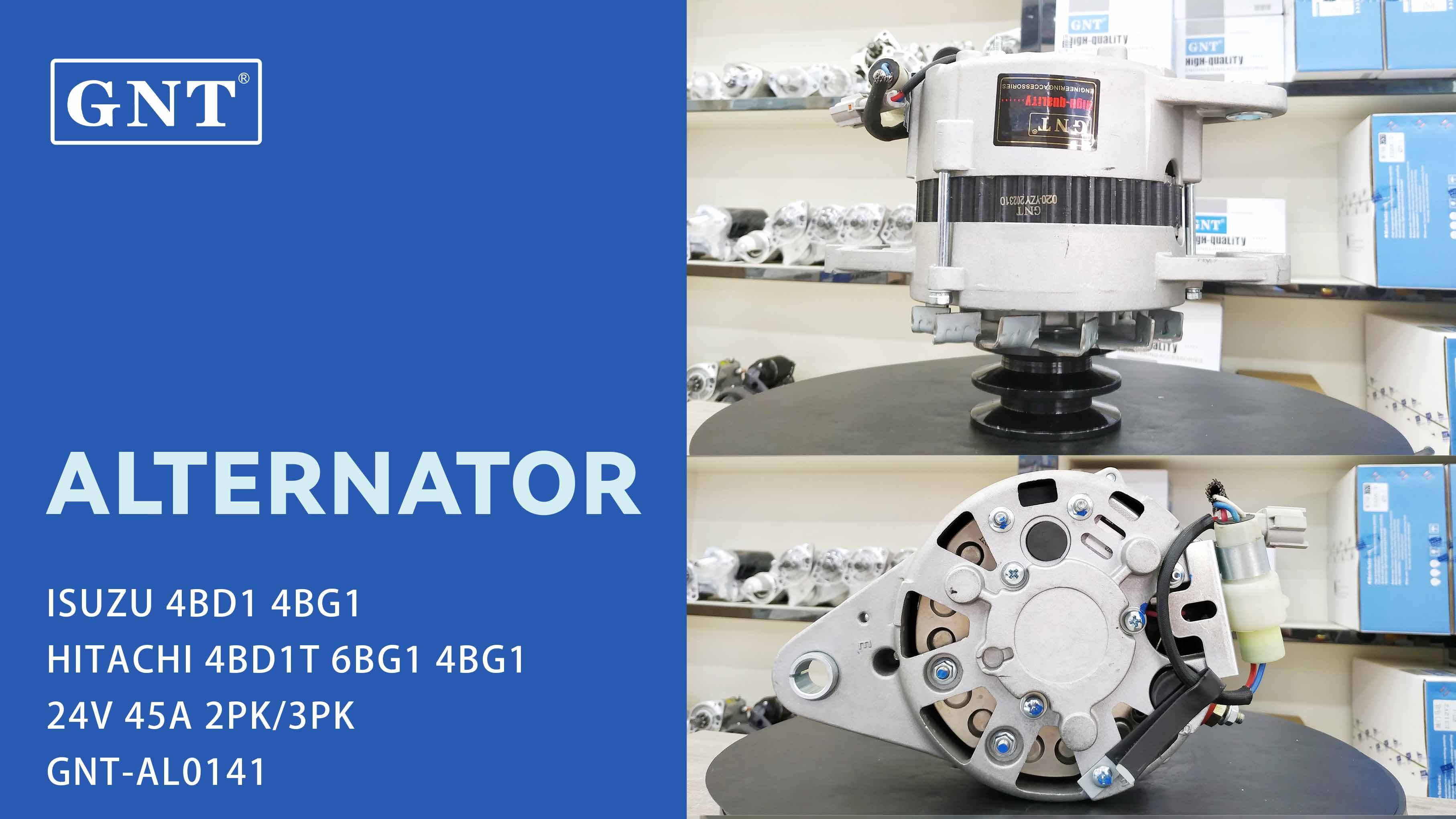 24V 45A Alternator compatible with ISUZU 4BD1 4BG1 Engine 1812004110 1812004163 1812004164 8943947971 8943991571 0350003270 0350003800 0350004000