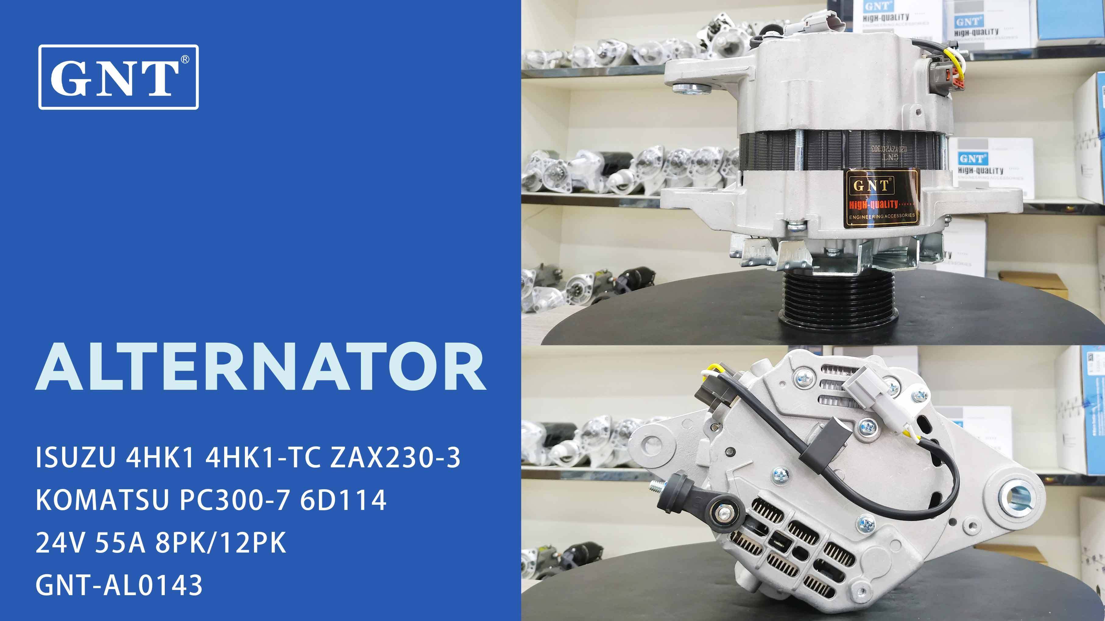 24V 55A Alternator compatible with ISUZU 4HK1 ZAX230-3 Engine 71440523 3266800101 32G6800100 0350004598 0350004838 0350004848