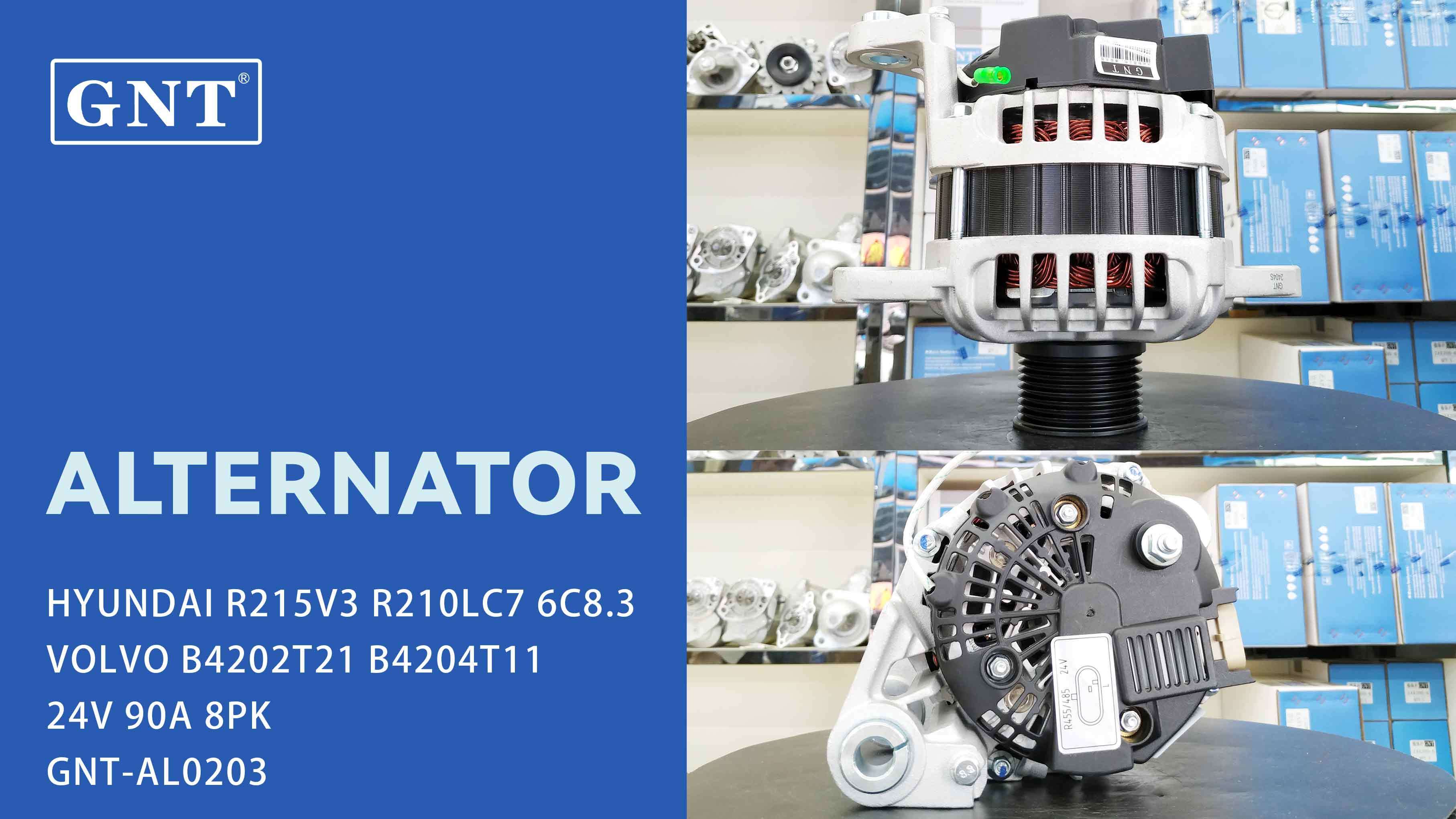 24V 90A Alternator compatible with HYUNDAI R140LC9S R210LC7 6C8.3 Engine 21Q641000 21Q642001 21Q642002 21Q642501 2610987 2613551