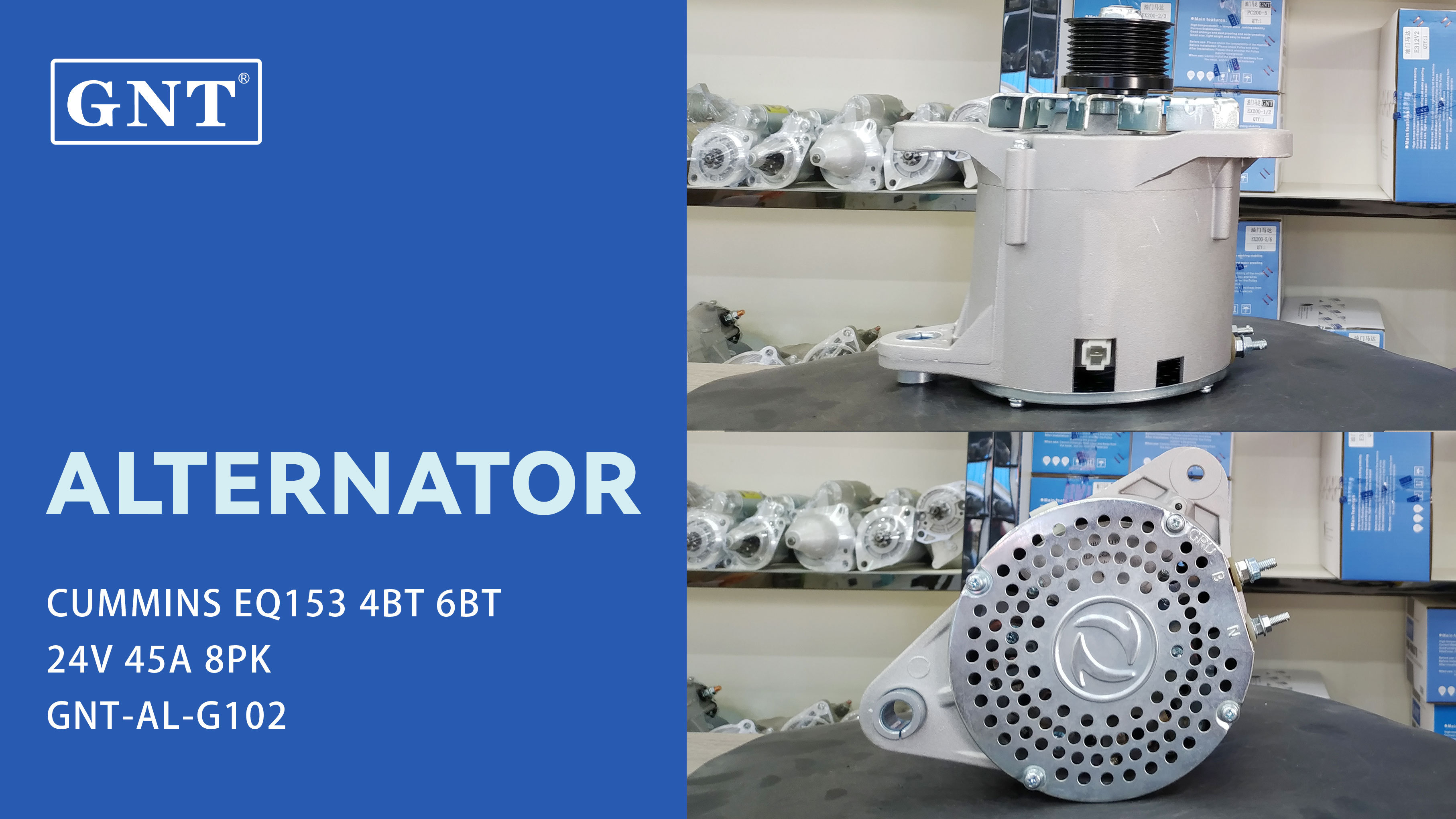 24V 45A GNT High Quality Alternator compatible with CUMMINS EQ153 4BT 6BT Engine C4938300 4938300