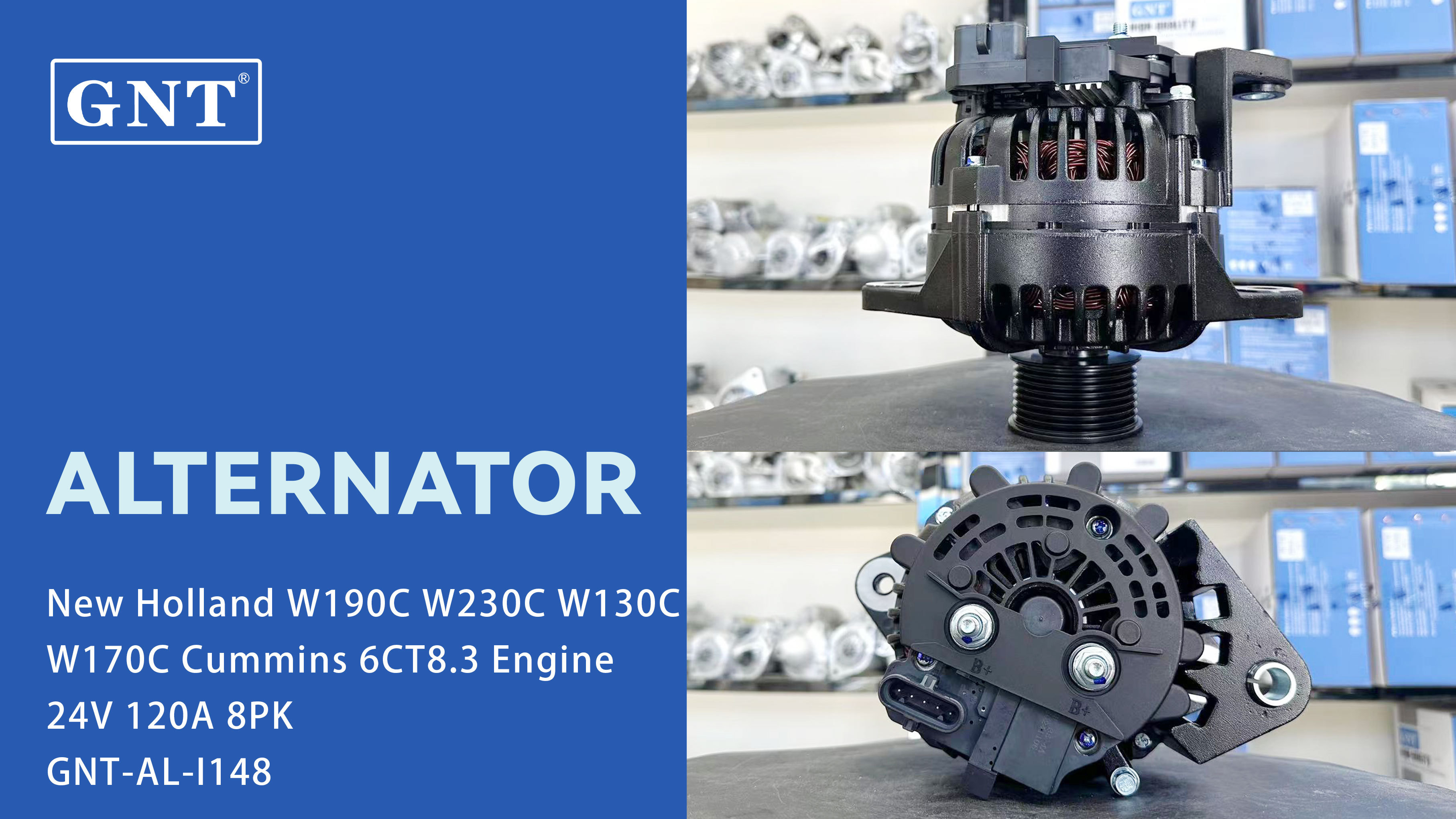 24V 120A GNT Alternator for New Holland W230C P3440 Engine 5283555 5332604 5681782 4029948 4055704 501623570020