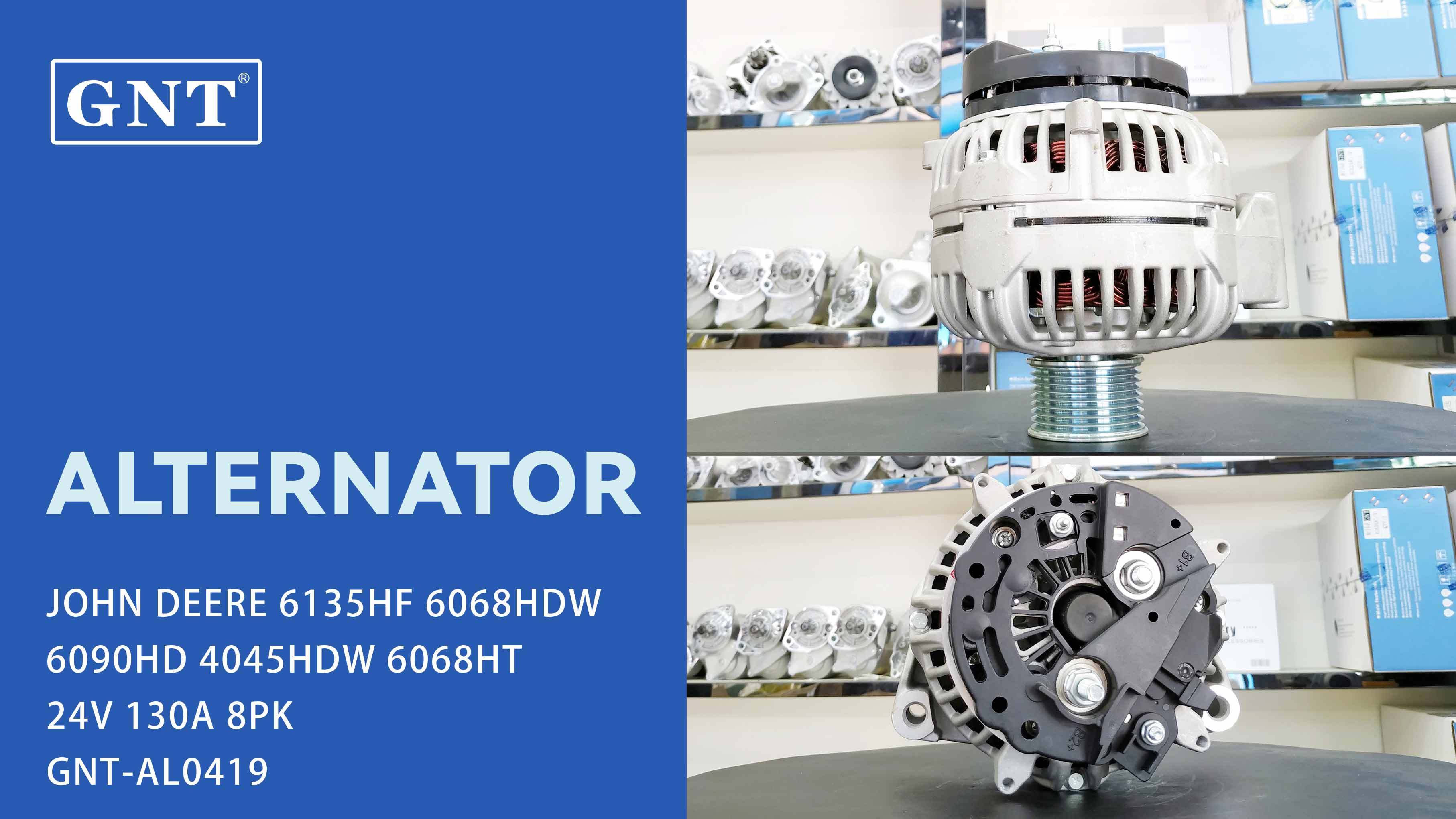 24V 130A Alternator compatible with JOHN DEERE 6135HF 6068HT Engine 0124655080 0124655191 0124655192 RE538907 RE558679 SE502564