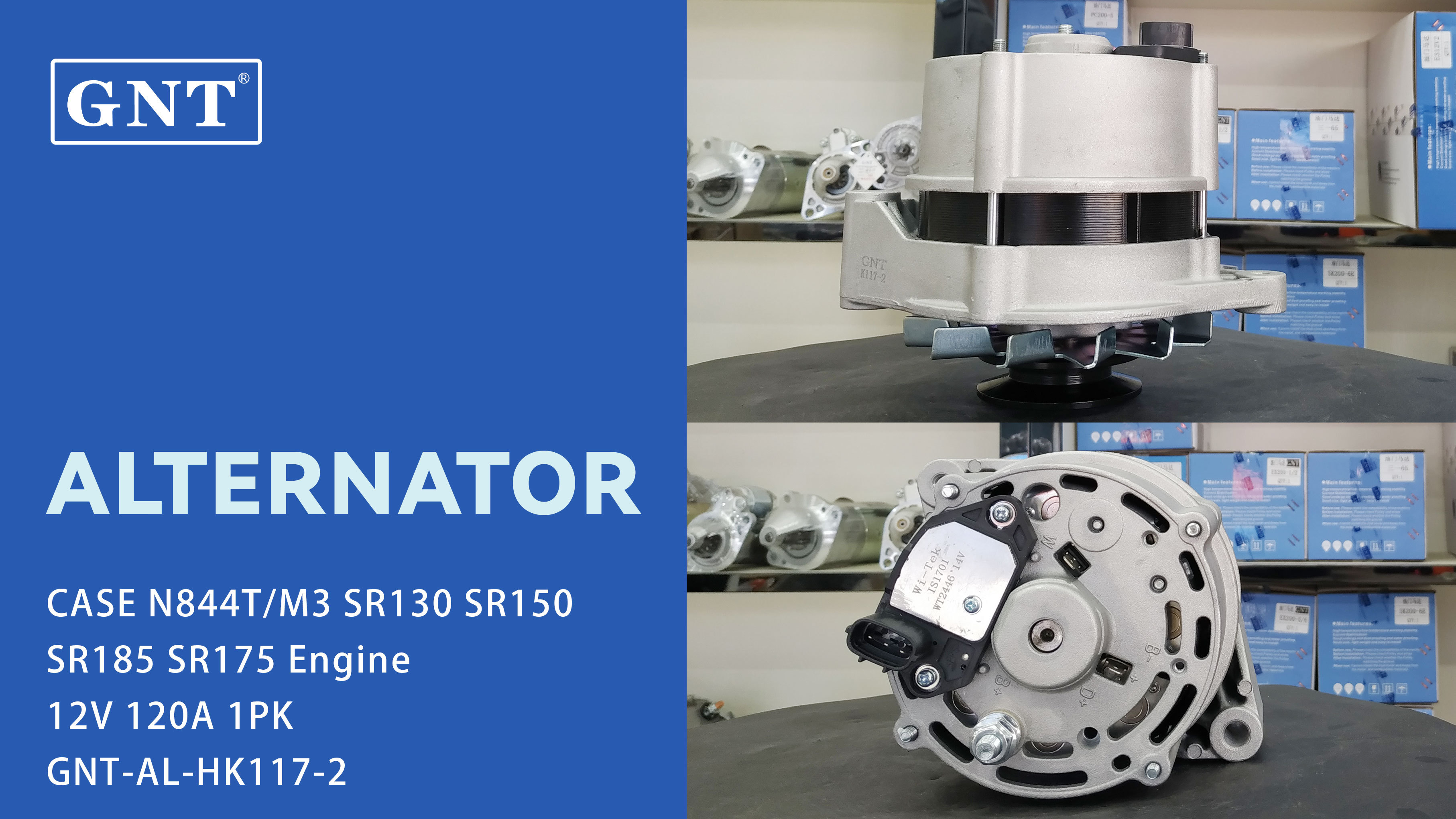 12V 120A Alternator compatible with CASE N844T/M3 SR130 Engine 84281043 11204099 11204635 AAK3852 AAK4919 IA1454