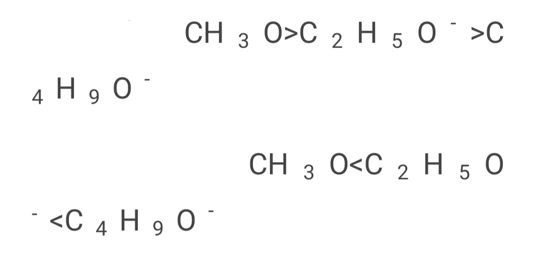  different nucleophilicity and spatial effects of their negative ions