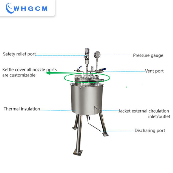 3L jacketed heating stainless steel pressure vessel