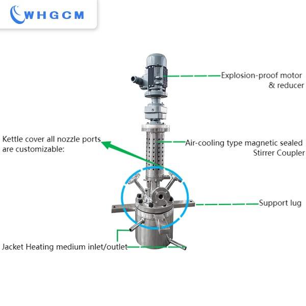 5L lab scale esterification reactor with jacket and magnetic sealing