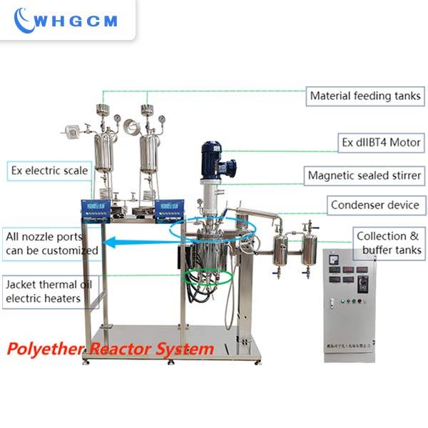 The 3L ether jacketed reactor made from stainless steel with vacuum pump