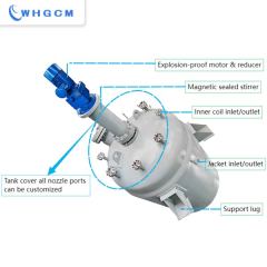 15000L stainless steel jacketed reactor for hydrometallurgy with internal coil cooling