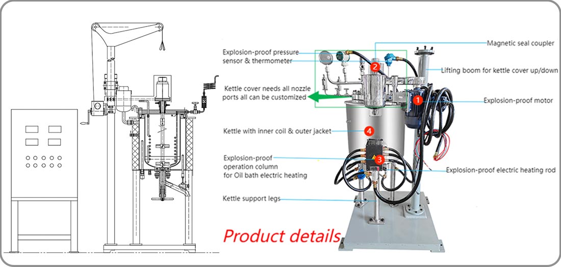 Picture of vacuum reactors of volume 5L and 29L structure