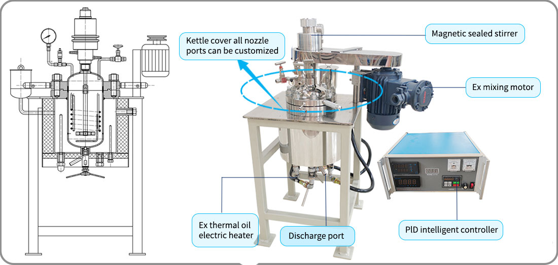 Picture of  2.5L hydrogenation laboratory reactor structure