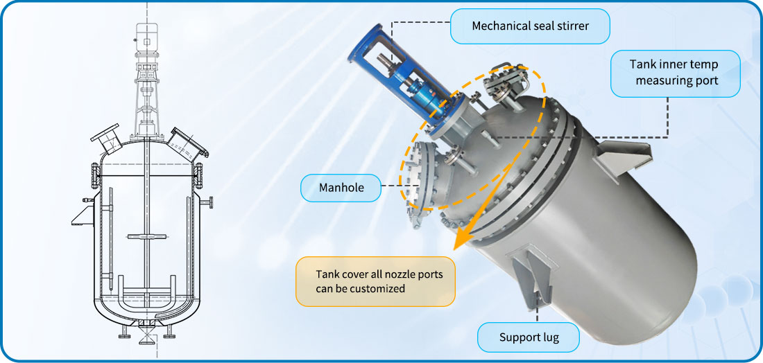 Picture of 2000L cladding plate reactor in chemical industry structure