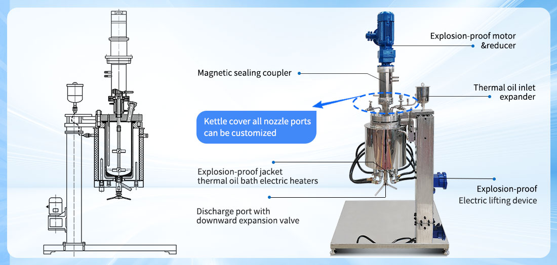 Picture of the 5L  SS304 lined with TA2  reactor structure