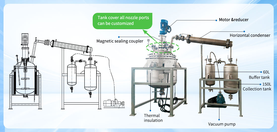 Picture of the 500L SS304 electric heating distillation reactor structure