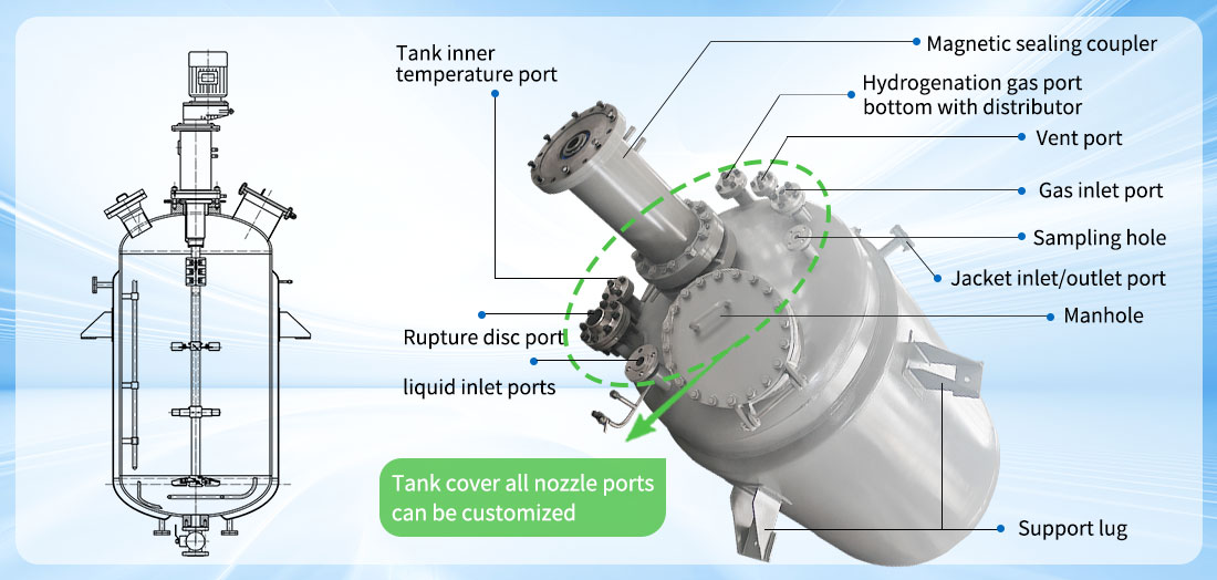 Picture of the 3000L hydrogenation Industrial  Reactor structure