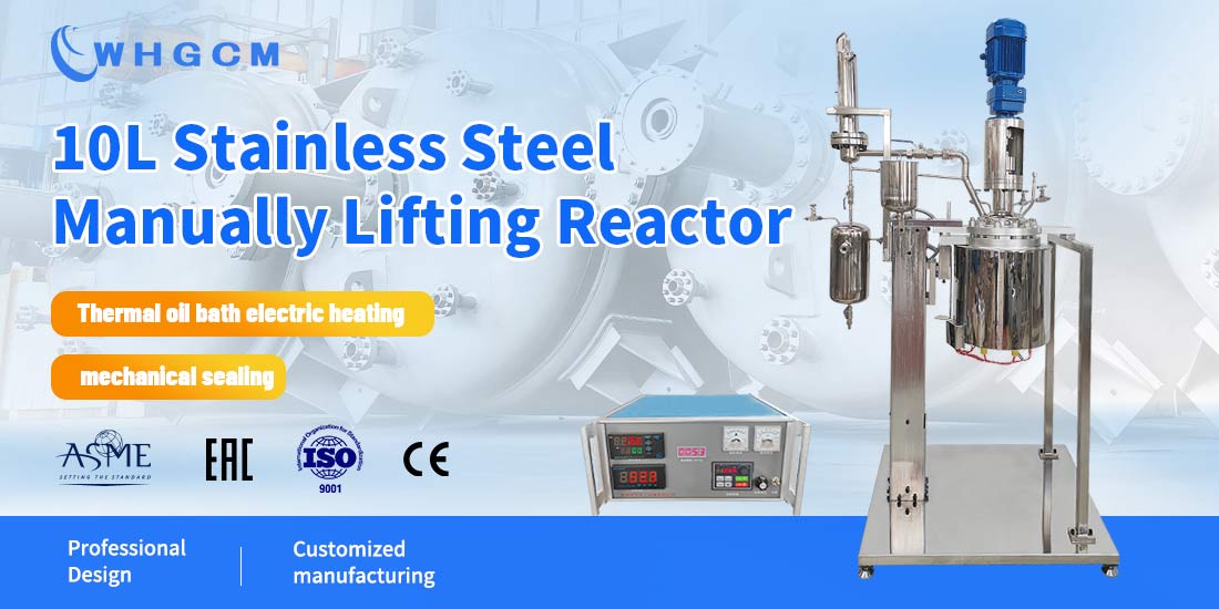 Poster of the 10L stainless steel  manually lifting  lab reactor