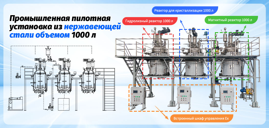 Изображение 1000L нержавеющей стали промышленная пилотная структура завода 