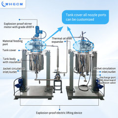 Stainless steel reactor system consisting of a 65L crystallisation reactor and a 70L dosing reactor