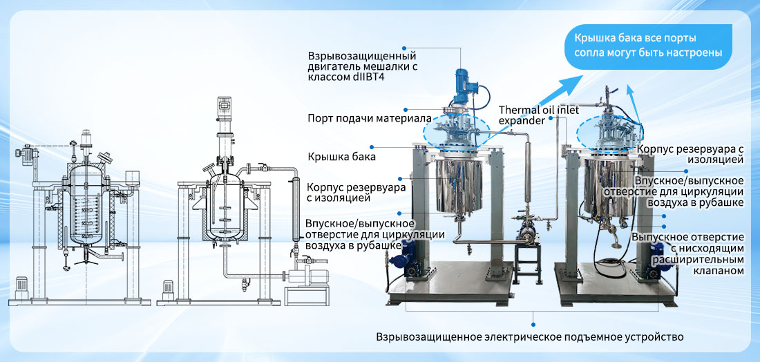 Изображение структуры реакторной системы из нержавеющей стали 