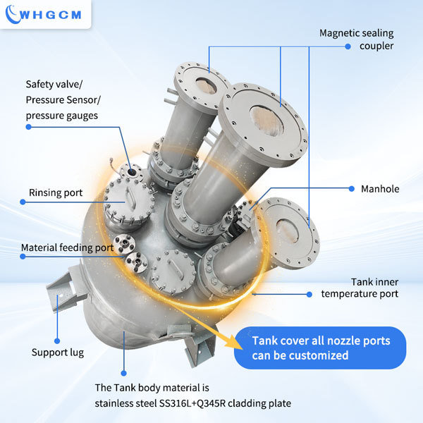 10000L High Temperature Stainless Steel Cladding Plate Industrial Reactor