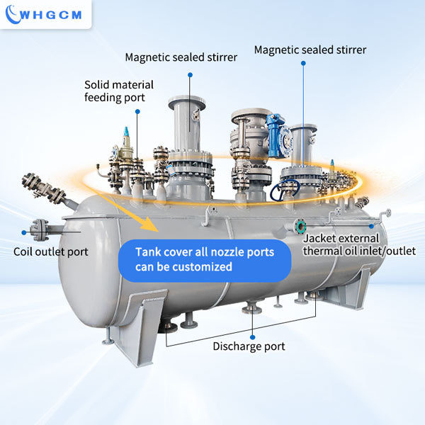 WHGCM 5500L Chemical Equipment Jacket Heating Cooling Stainless Steel Horizontal Pressure Reactor for Chemical Production