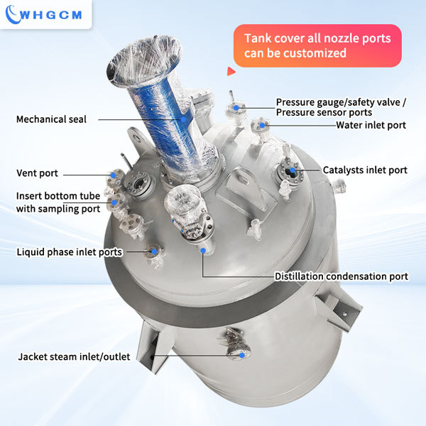 WHGCM ASME-U Custom 5000L Stainless Steel Cladding Plate Jacket Heating High Pressure Tank Industry Chemical Reactor