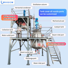 WHGCM ASME-U CE-PED EAC-COC 2000L Stainless Steel Industrial Glue Polymer Reactor System with 800L Monomer Pre-mixing Tank