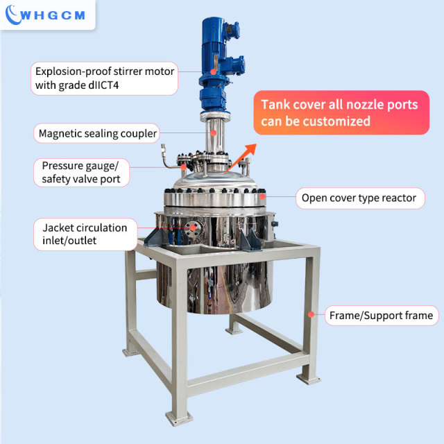 ASME CE EAC ISO 200L Jacket Heating Stainless Steel Hydrogenation Reactor Equipped with Explosion-proof Motor