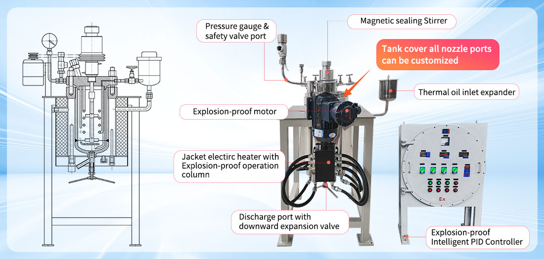 Picture of the 10L Magnetic Sealed Hastelloy Autoclave Electric Heating Lab High Pressure Reactor  structure