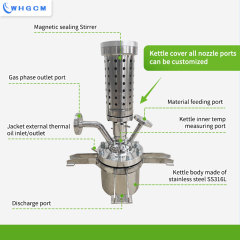 WHGCM 2.5L HighTemperature Stainless Steel Jacketed Chemical Reactor with Magnetic Sealing Stirrer Coupler
