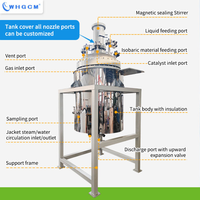 Hot Sale 500L Jacketed Stainless Steel Pyrolysis Reactor Chemical with 70L Isobaric Material Feeding tank