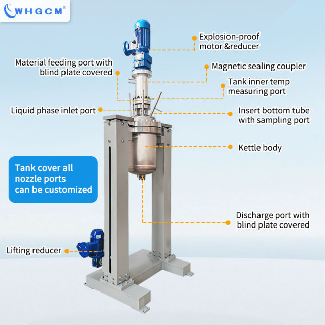 ASME-U CE-PED EAC-COC 50L High Temperature Stainless Steel SS304 Hydrometallurgy Reactor with Explosion-proof Motor