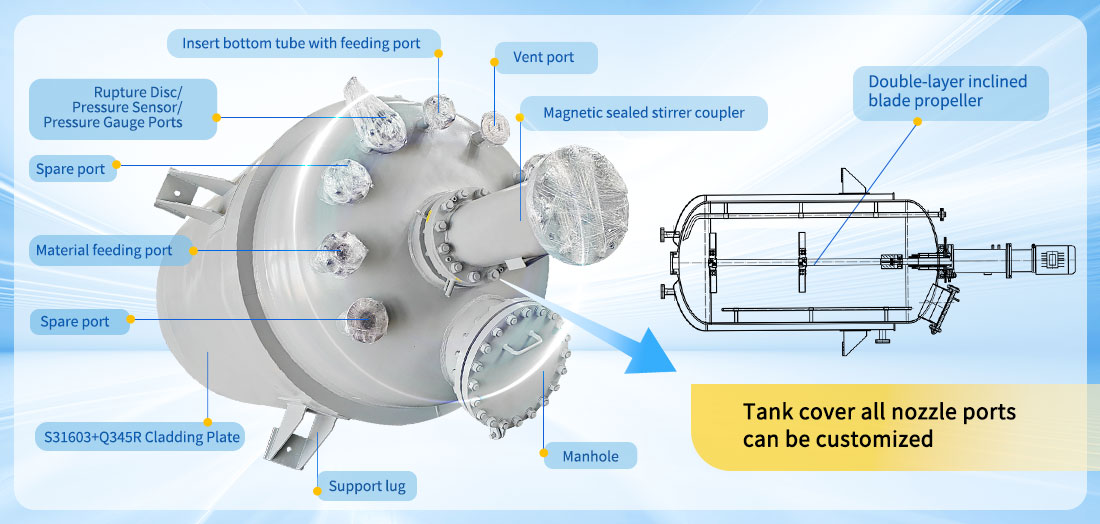 Picture of the 6400L Stainless Steel Cladding Plate Jacketed Tank Reactor  Structure