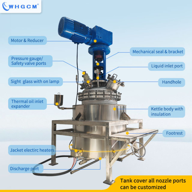 ASME CE EAC ISO Certified 300L Stainless Steel SS316L Electric Heating Pressure Tank Reactor With Mechanical sealed coupler
