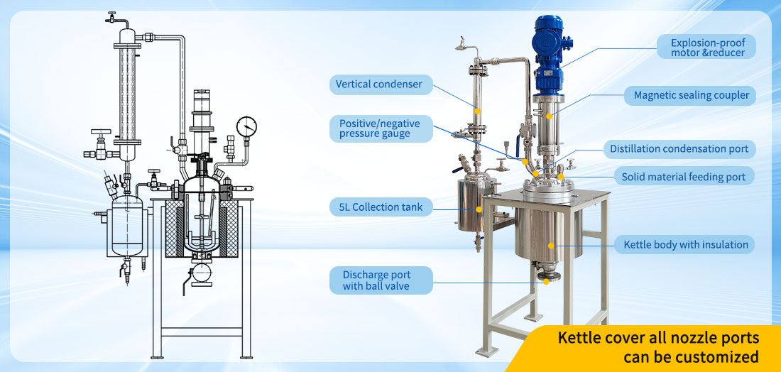 Picture of the 10L  Stainless Steel S22053  Laboratory Reactor structure