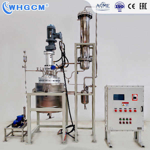 Customizable 50L Stainless Steel Cladding Plate Reaction Kettle Pressure Vessel Reactor with Ex-proof PLC Touchscreen Control Cabinet and Motor