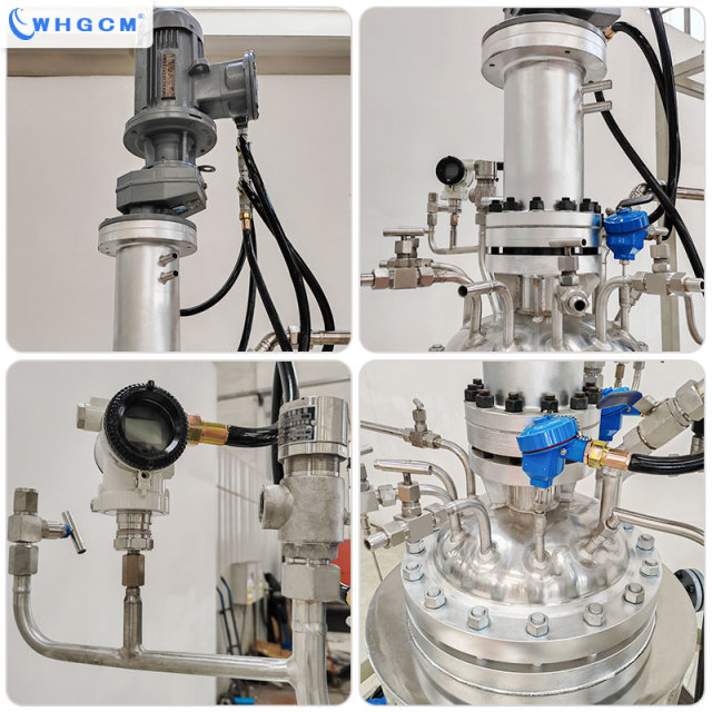 Customizable 50L Stainless Steel Cladding Plate Reaction Kettle Pressure Vessel Reactor with Ex-proof PLC Touchscreen Control Cabinet and Motor