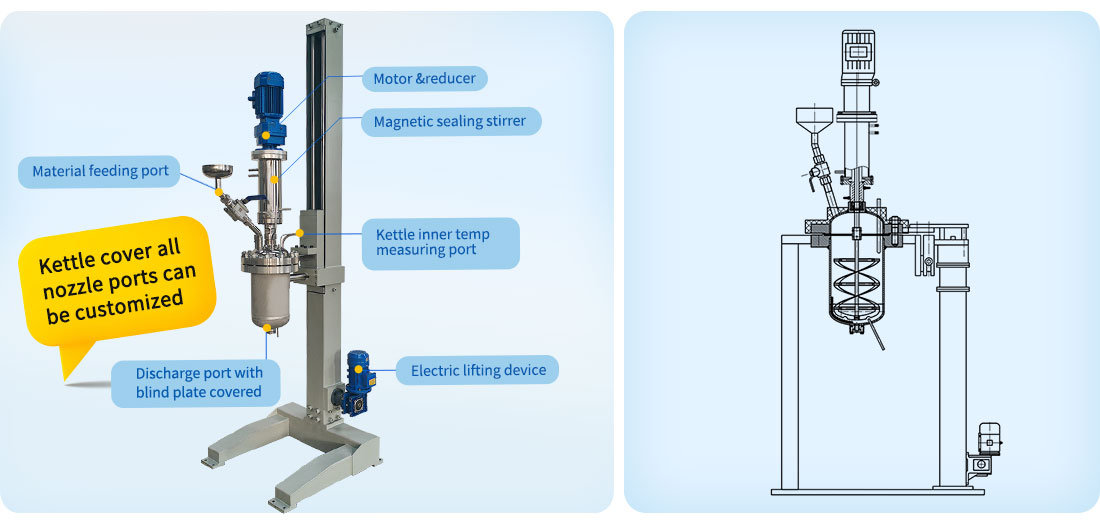 Picture of the 10L High Pressure High Temperature Stainless Steel Laboratory Reactor  structure