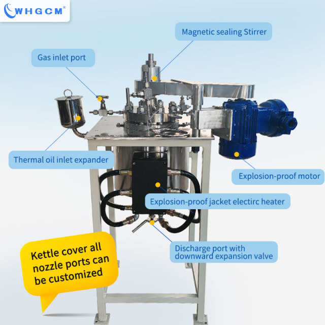 New ASME-U CE EAC 2L Jacketed Electric Heating stainless steel S22053 Chemical Lab Reactor with EX PID PLC Automatic Controller