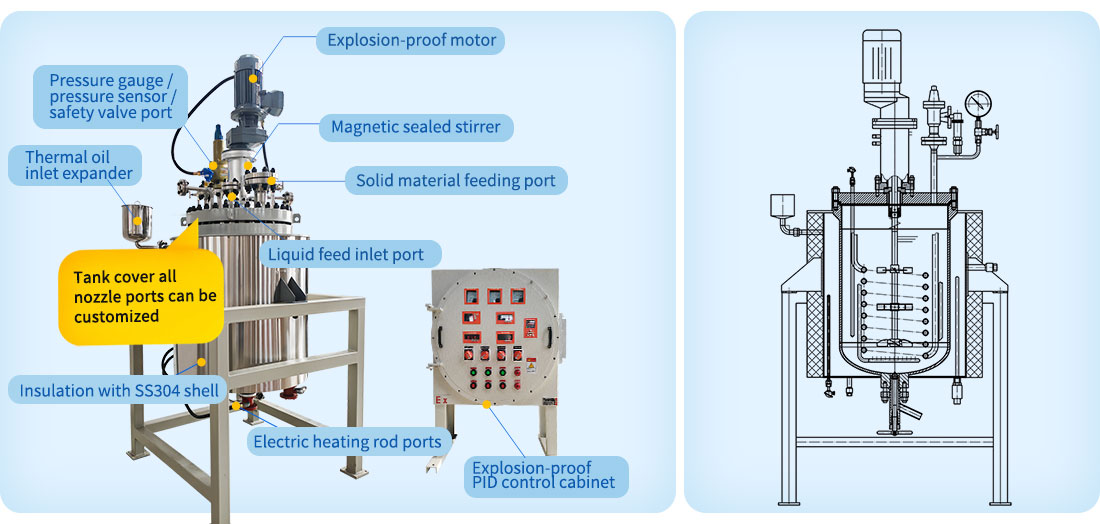 Picture of the 200L Stainless Steel Hydrogenation Pressure Vessel Reactor  structure