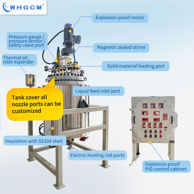 200L Stainless Steel Jacket Heating Hydrogenation Reactor ASME Certified Pressure Vessel with PLC PID Control for Pilot Scale