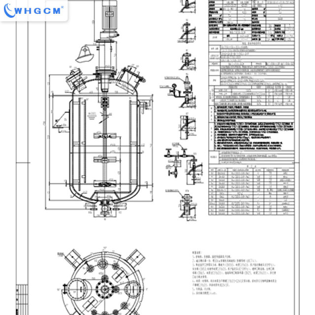 WHGCM 5000L Stainless Steel High Pressure Industrial Reactor With Magnetic Seal and Triple Impellers for Raney Nickel Catalyst