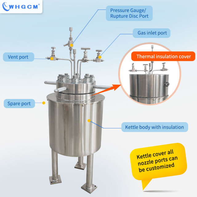 High Quality 2L S30408 Stainless Steel High Pressure High Temp Lab Reactor Equipped with PID Controller for Chemical Synthesis