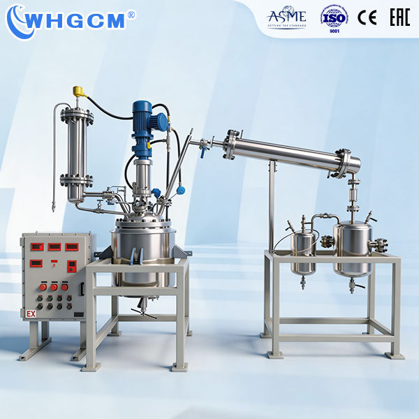 WHGCM Ex-proof 50L Jacketed Circulation Heating Magnetic Seal Stainless Steel Distillation Reactor with PID Control Vacuum