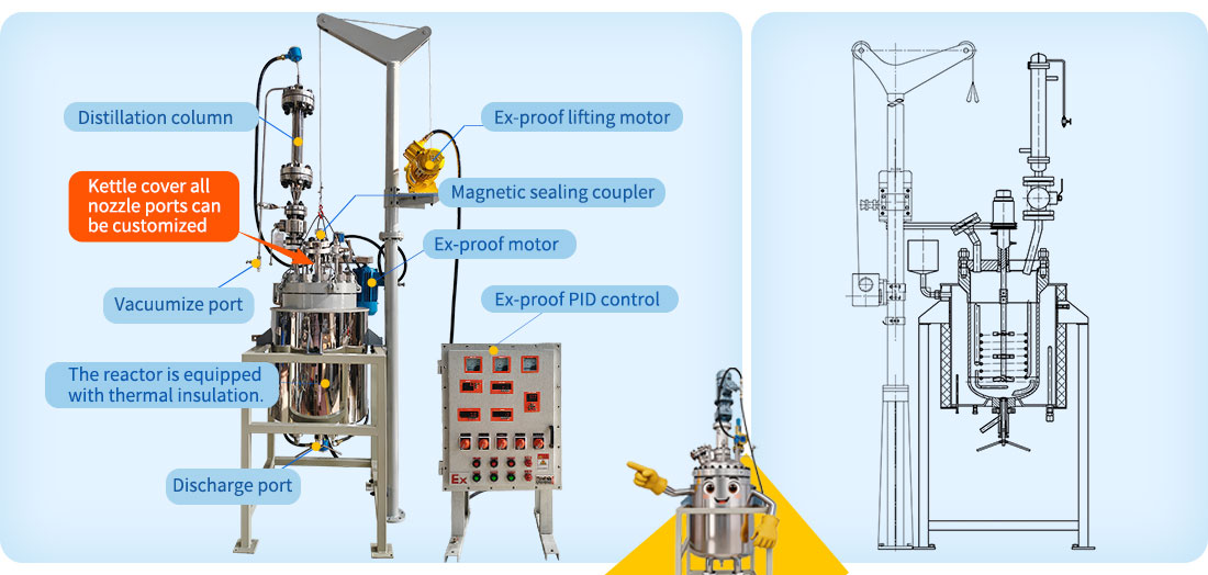 Picture of the  50L High Pressure Stainless Steel Hydrogenation Reactor  structure