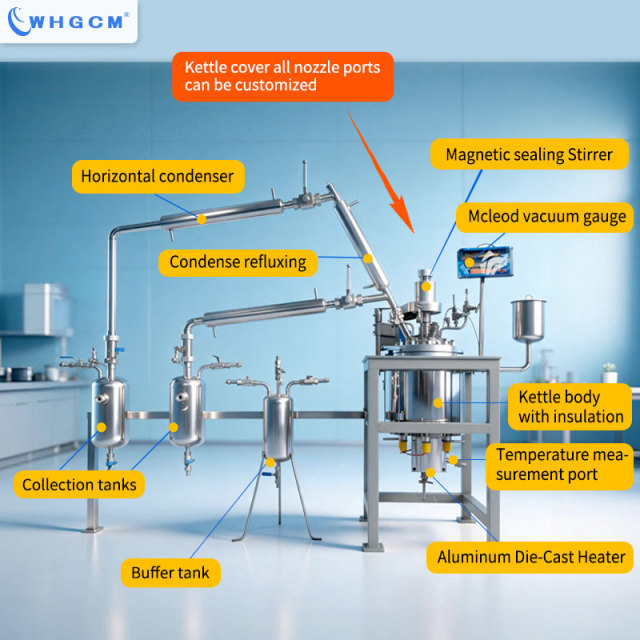 Whgcm 8L Stainless Steel Oil Bath Heating Lab Reactor with Control PLC ASME CE EAC for Polycondensation Anchor Stirrer
