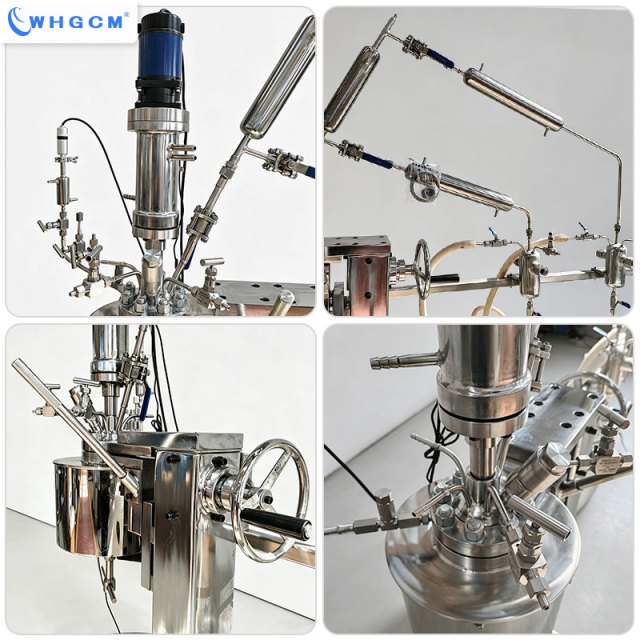 WHGCM ASME CE EAC 0.5L SS316L Magnetic Stirring Electric Heating Vacuum Distillation Reactor with Manual Lifting and PID Control