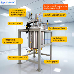 WHGCM Professional Lab Chemical Reaction Kettle Stainless Steel 0.1L-50L PID PLC Controlled Reactor with Electric Lifting Device