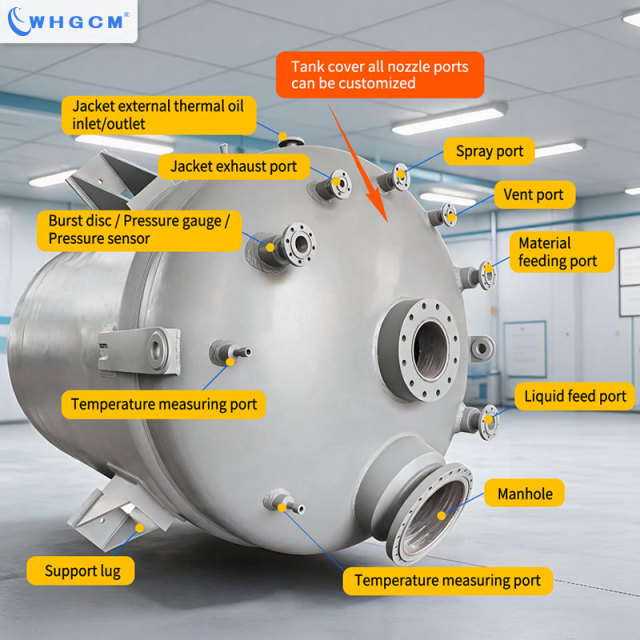 WHGCM High Quality 15000L Industrial Stainless Steel Jacketed Circulation Heating Reactor for Chemical ASME-U CE EAC Certified