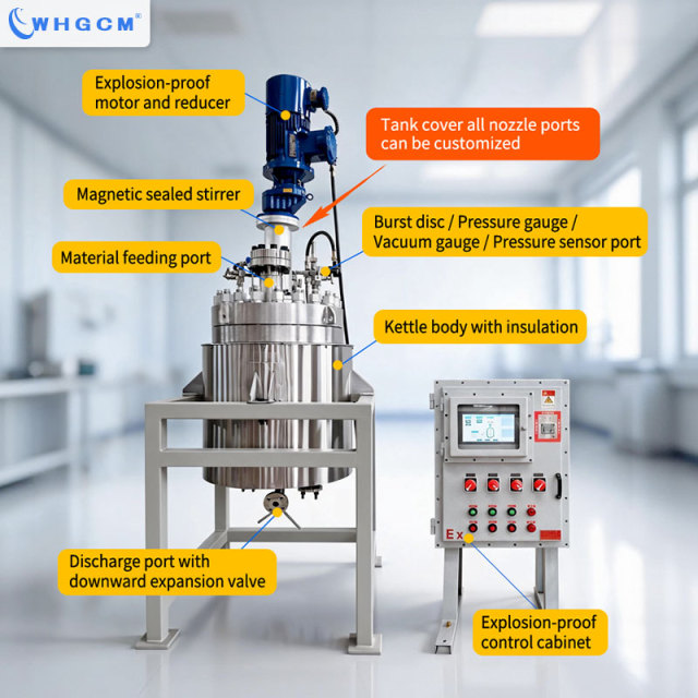 High Quality 200L High Pressure Reaction Tank C-276+S30408 Reactor With Magnetic Seal and PLC Touch Screen Control Cabinet